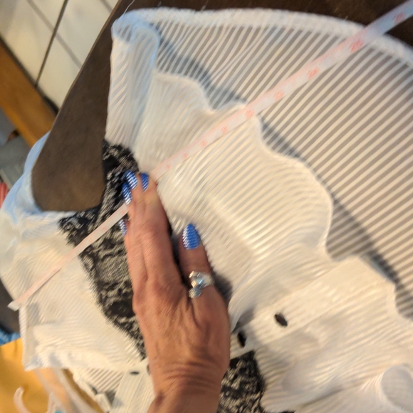 WHBM hi-low sheer long sleeve sheer stripes blouse XS black white - Picture 12 of 15